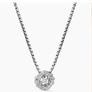 David Yurman Silver and Diamond Knot Necklace